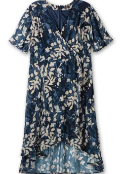 Chiffonkleid in Wickeloptik, mit Blätterprint