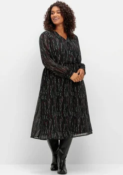 Chiffonkleid mit Alloverprint, in Wickeloptik