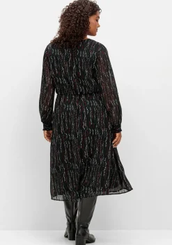 Chiffonkleid mit Alloverprint, in Wickeloptik