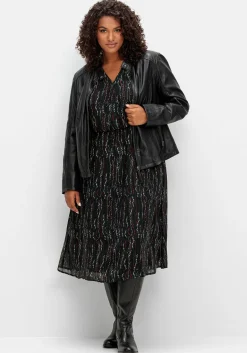 Chiffonkleid mit Alloverprint, in Wickeloptik