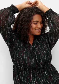 Chiffonkleid mit Alloverprint, in Wickeloptik