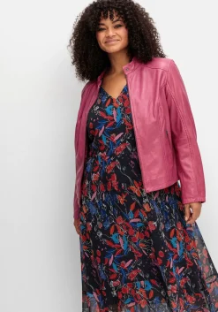 Chiffonkleid mit Blumendruck und Volant am Saum