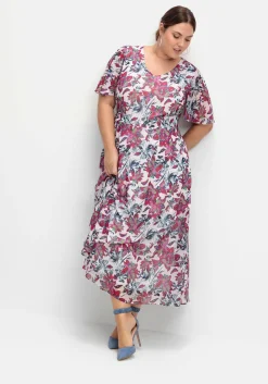 Chiffonkleid mit Blumenprint und Unterkleid