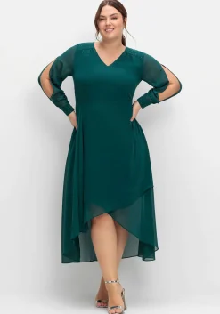 Chiffonkleid mit Cut-outs und Schmucksteinen