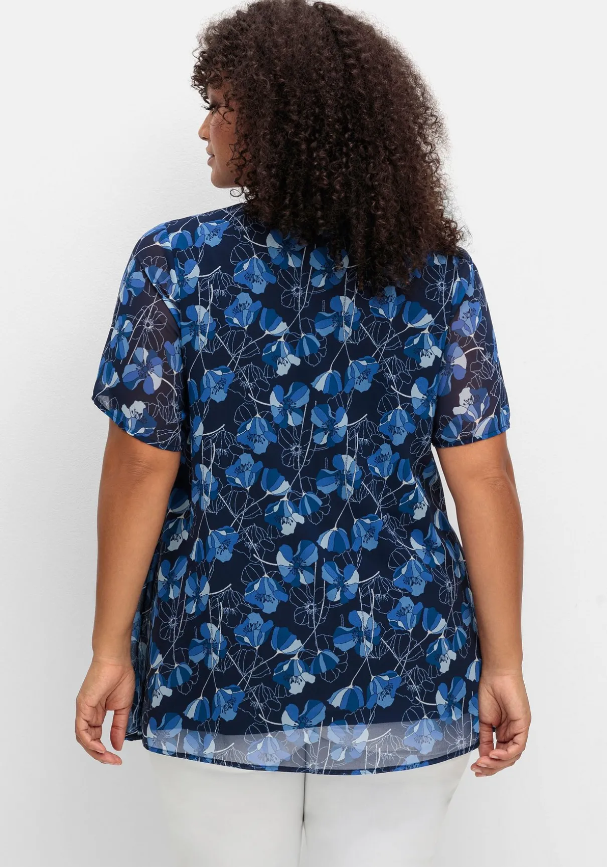 Chiffontunika im Lagenlook, mit Blütenprint