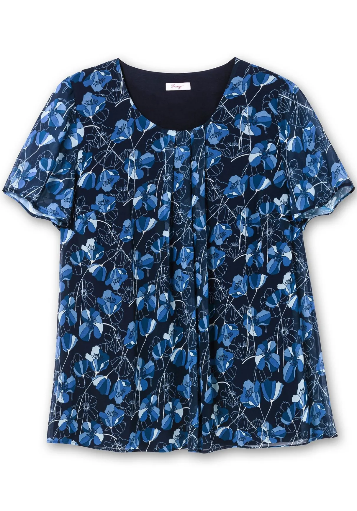 Chiffontunika im Lagenlook, mit Blütenprint