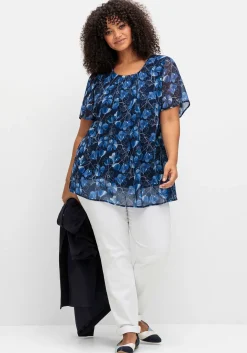 Chiffontunika im Lagenlook, mit Blütenprint