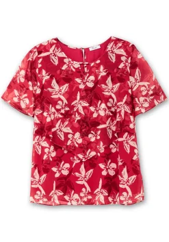 Chiffontunika mit Blütenprint und Flügelärmeln