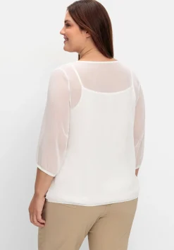 Chiffontunika mit Blumenprint und Spaghettitop