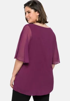 Chiffontunika mit Flügelärmeln und Innentop