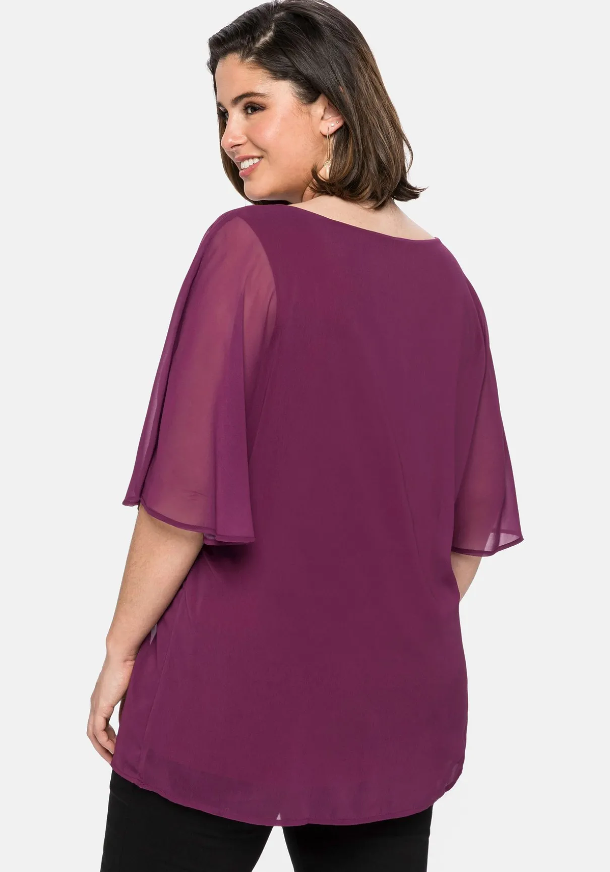 Chiffontunika mit Flügelärmeln und Innentop