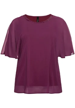 Chiffontunika mit Flügelärmeln und Innentop