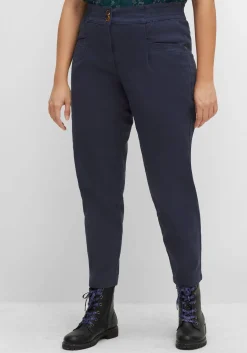 Chinohose aus Twill, mit High-Waist-Bund