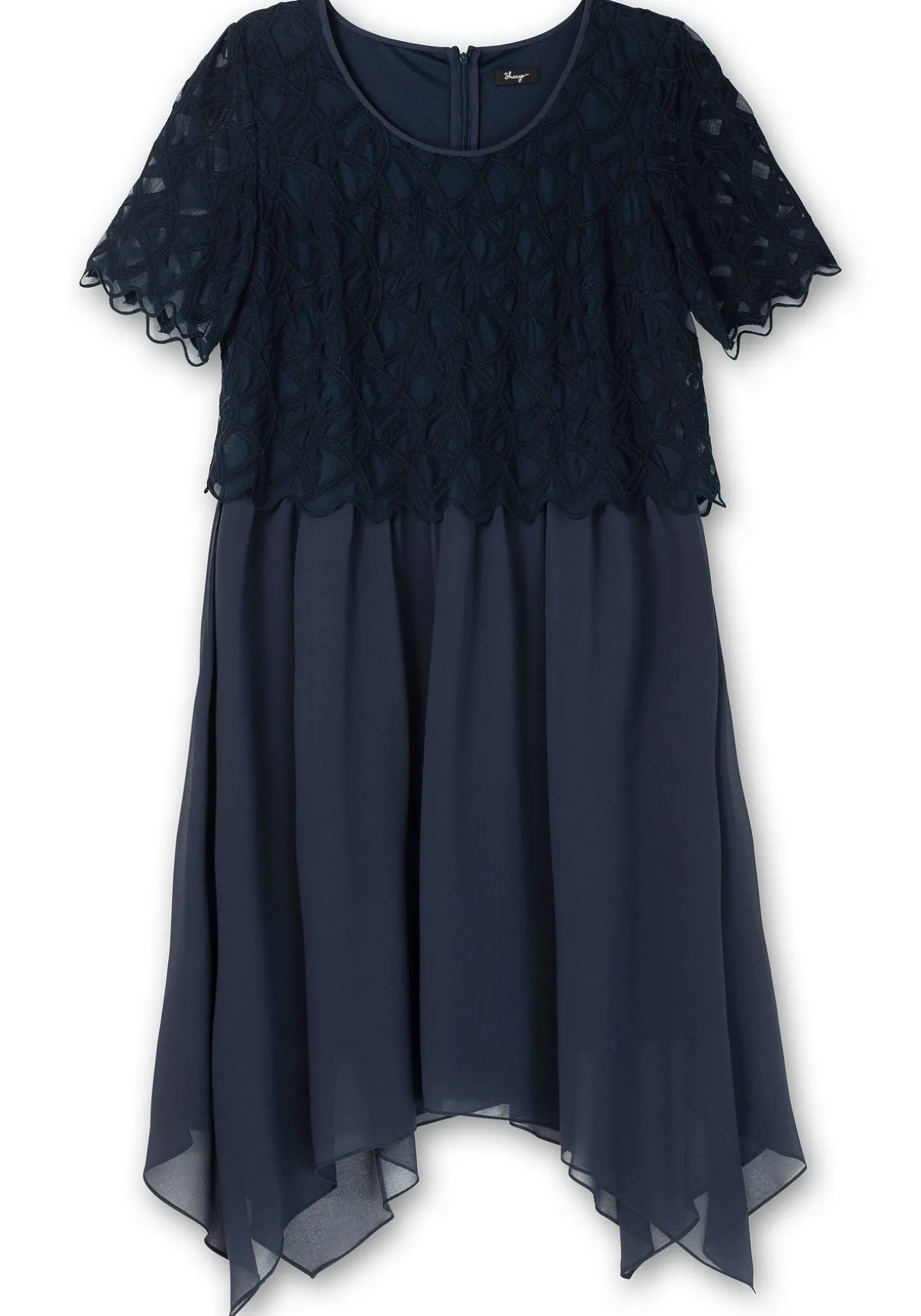 Cocktailkleid aus Chiffon, mit Zierbortenstickerei