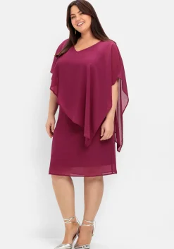 Cocktailkleid mit asymmetrischem Cape, aus Chiffon