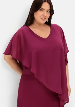 Cocktailkleid mit asymmetrischem Cape, aus Chiffon