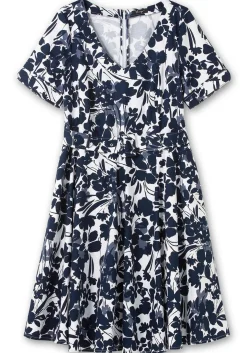 Cocktailkleid mit Blumenprint und Stoffgürtel