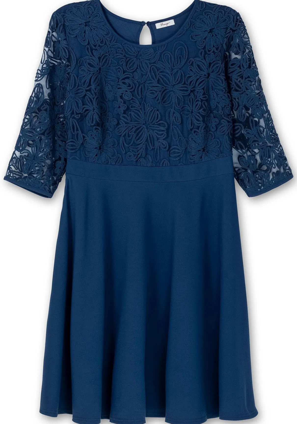 Cocktailkleid mit Zierbortenstickerei am Oberteil