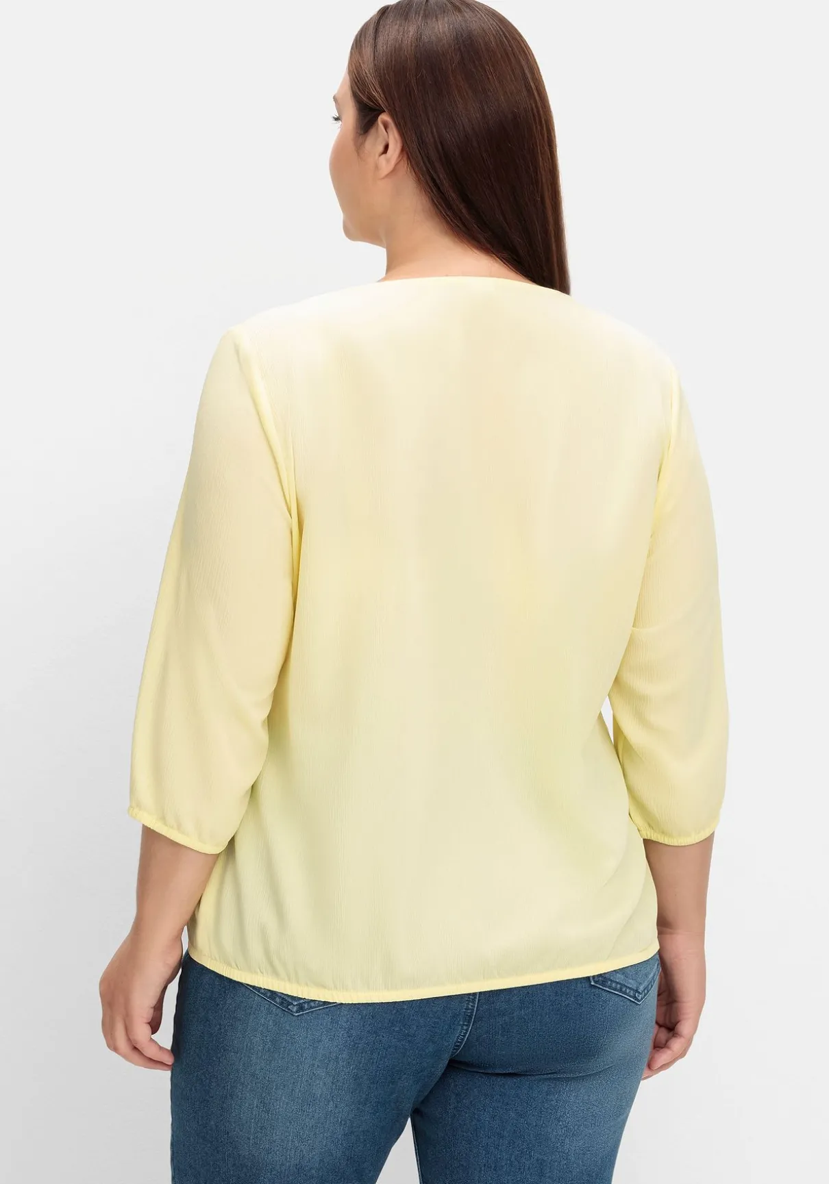 Crêpe-Tunika mit Zierknopfleiste und Stretchbündchen