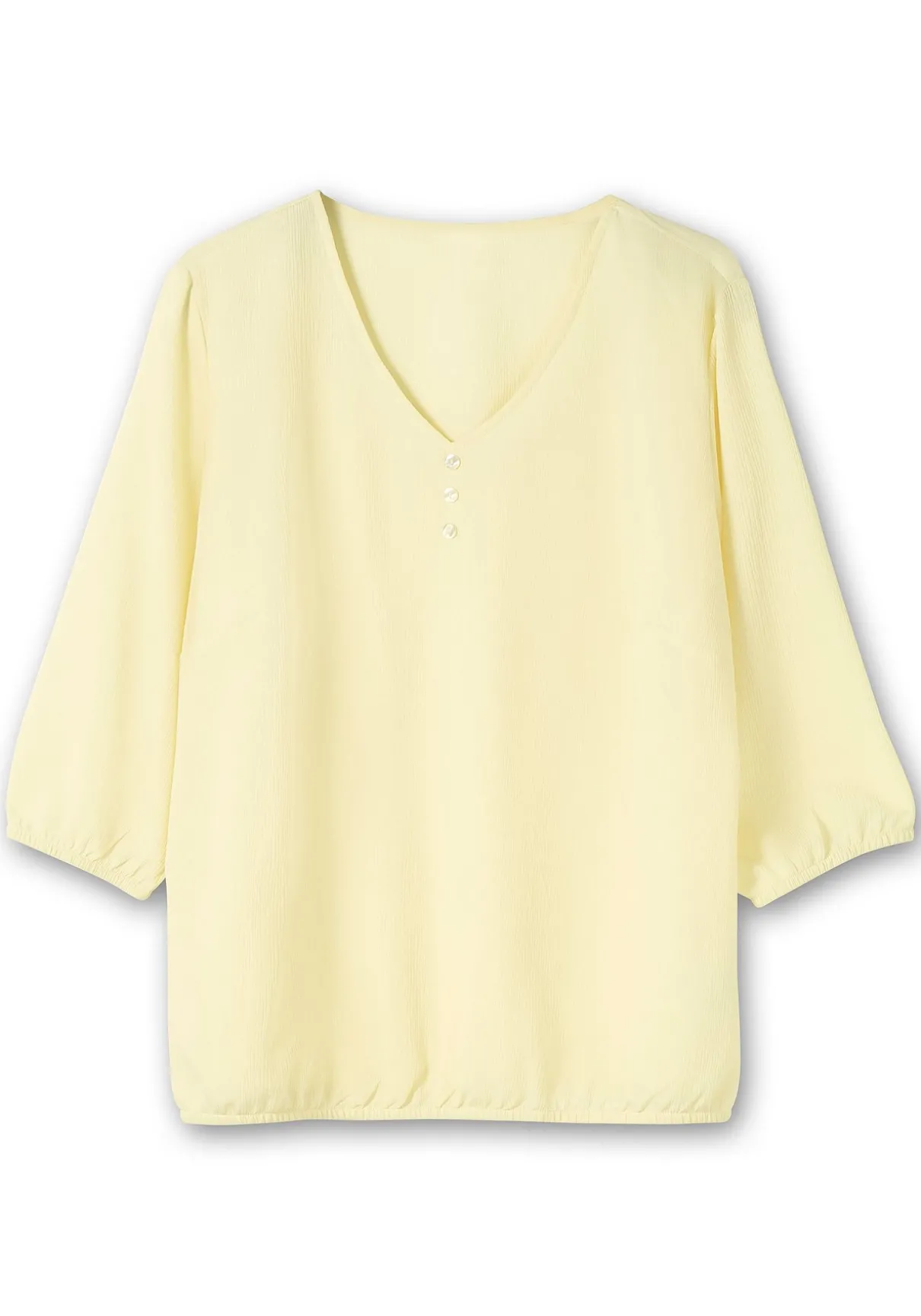 Crêpe-Tunika mit Zierknopfleiste und Stretchbündchen