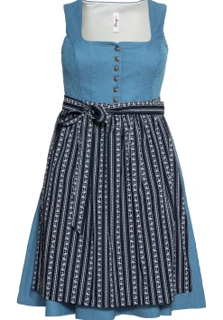 Dirndl im Denim-Look, mit bedruckter Schürze