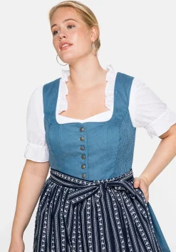 Dirndl im Denim-Look, mit bedruckter Schürze