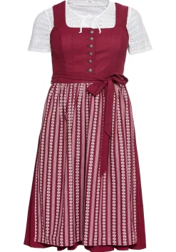 Dirndl in Midilänge, mit Spitzenbluse und Schürze