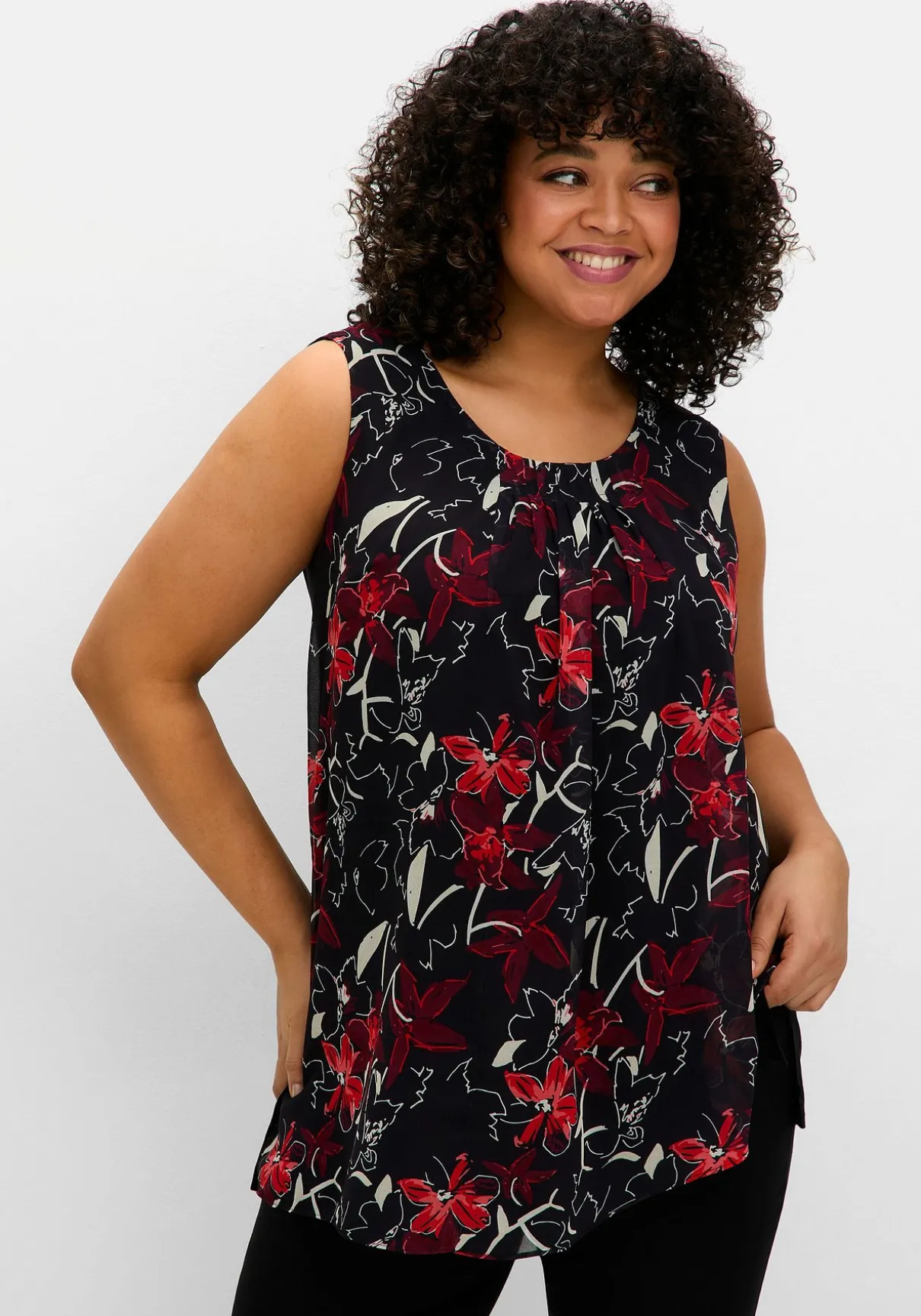 Doppellagiges Blusentop mit Chiffon