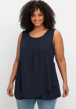 Doppellagiges Top aus Chiffon und Jersey
