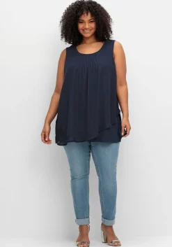 Doppellagiges Top aus Chiffon und Jersey