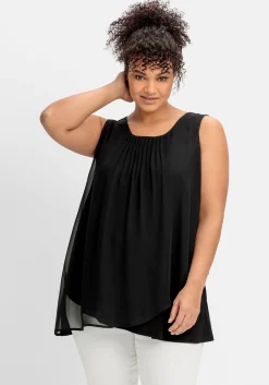 Doppellagiges Top aus Chiffon und Jersey