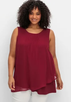 Doppellagiges Top aus Chiffon und Jersey