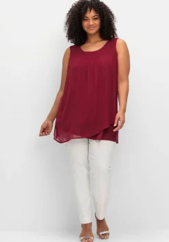Doppellagiges Top aus Chiffon und Jersey