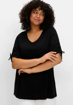 Doppelpack Shirts mit Tunnelzug am Ärmel