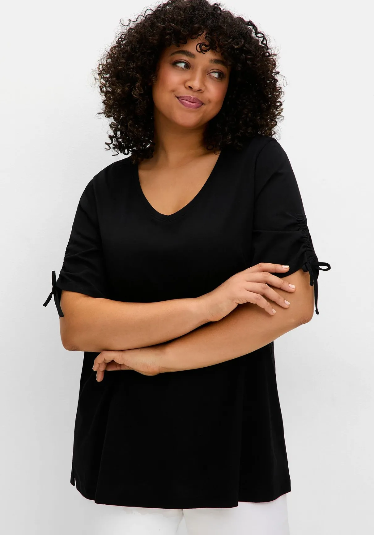 Doppelpack Shirts mit Tunnelzug am Ärmel