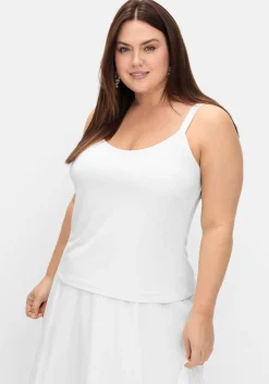 Doppelt gewebtes Spaghettitop mit Satinoptik-Details