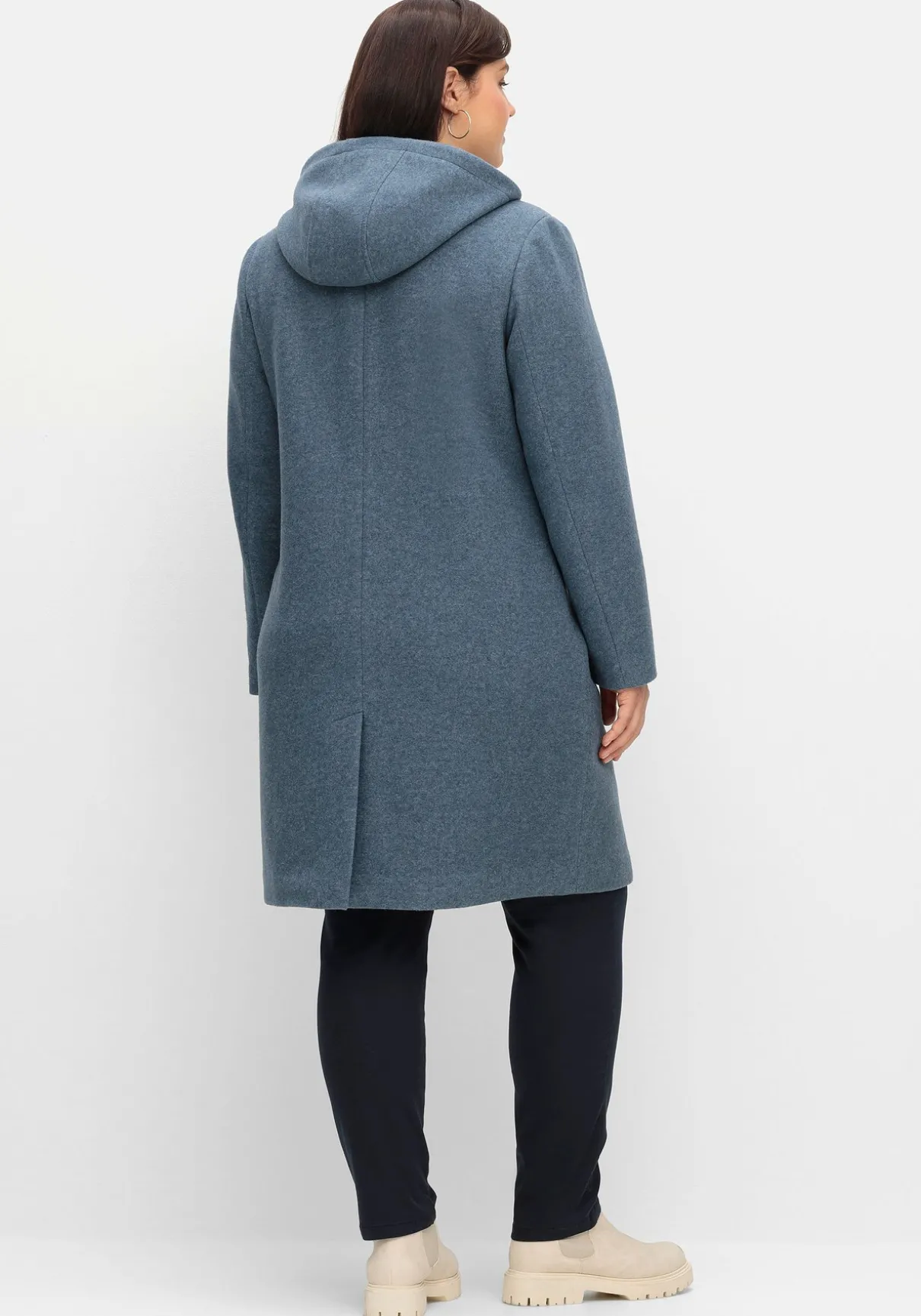 Dufflecoat mit Wollanteil und Kapuze