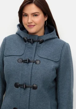 Dufflecoat mit Wollanteil und Kapuze