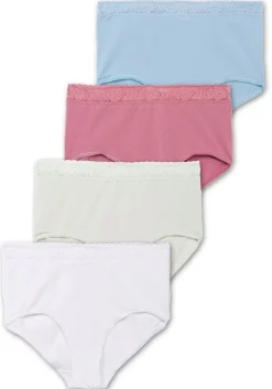 4er-Pack Taillenslips, mit Spitzenbund