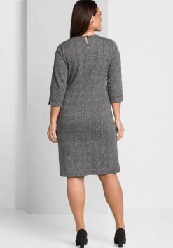 Etuikleid mit 3/4-Arm, im Materialmix