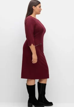 Etuikleid mit 3/4-Arm, im Materialmix