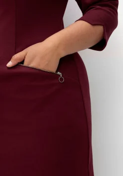 Etuikleid mit 3/4-Arm, im Materialmix