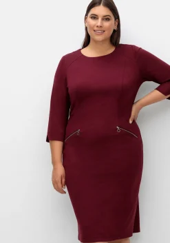 Etuikleid mit 3/4-Arm, im Materialmix