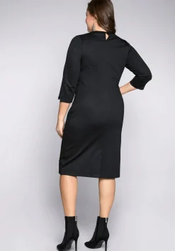 Etuikleid mit 3/4-Arm, im Materialmix