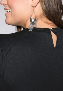 Etuikleid mit 3/4-Arm, im Materialmix