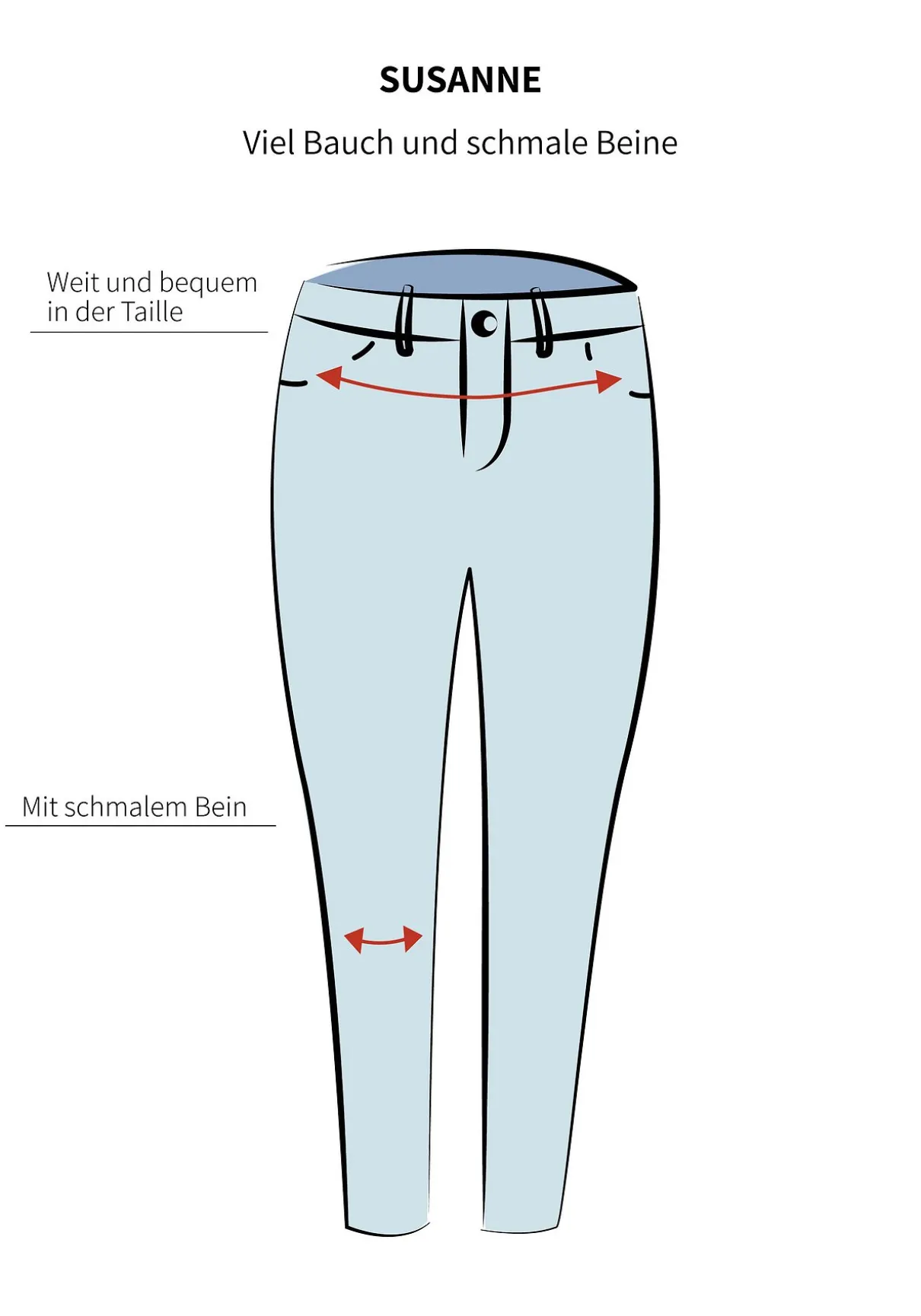 Extraschmale Twillhose in Curvy-Schnitt SUSANNE