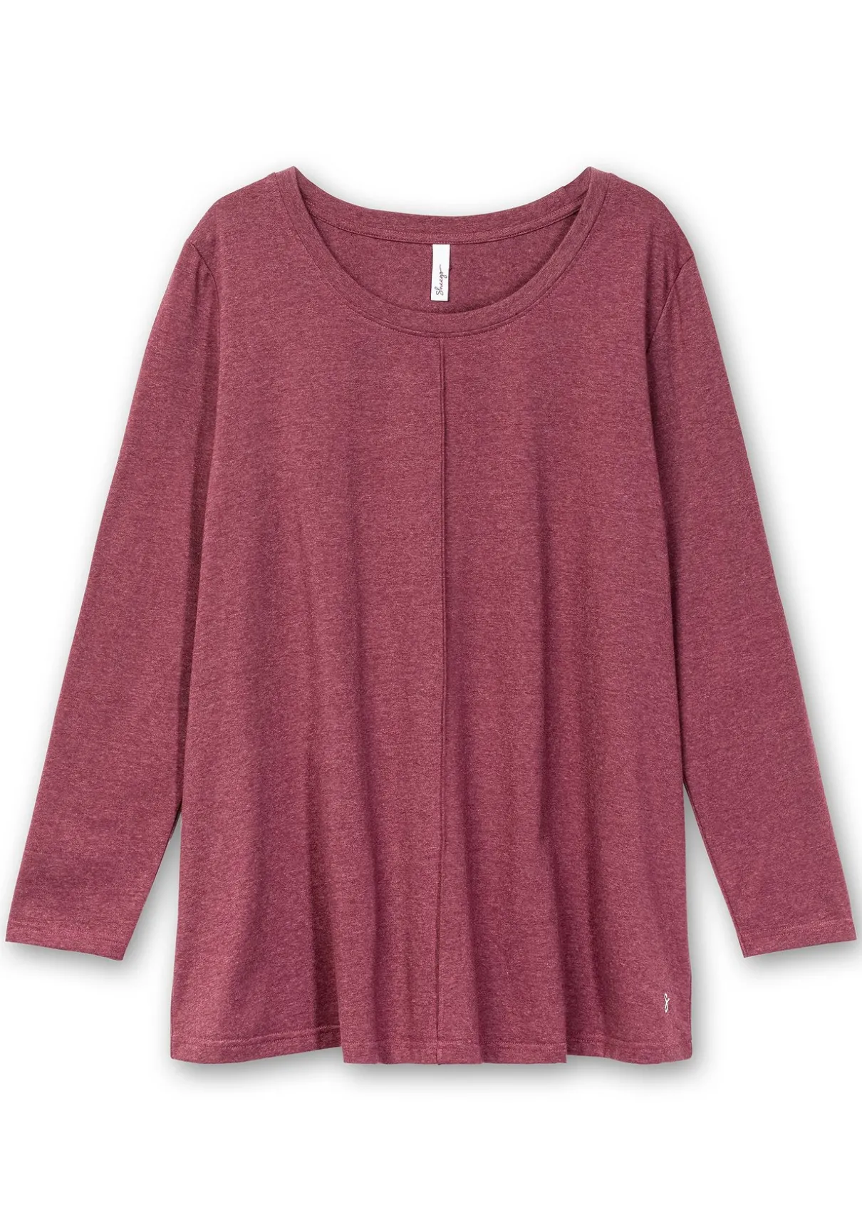 Fein meliertes Langarmshirt in A-Linie, mit Rundhals