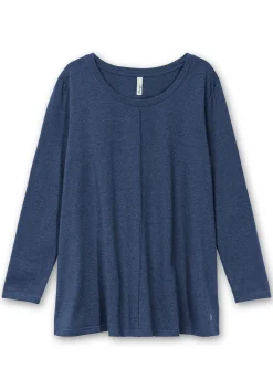 Fein meliertes Langarmshirt in A-Linie, mit Rundhals
