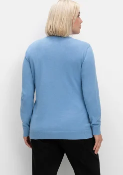 Feinstrickjacke mit Rundhalsausschnitt und Knopfleiste