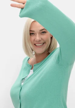 Feinstrickjacke mit Rundhalsausschnitt und Knopfleiste